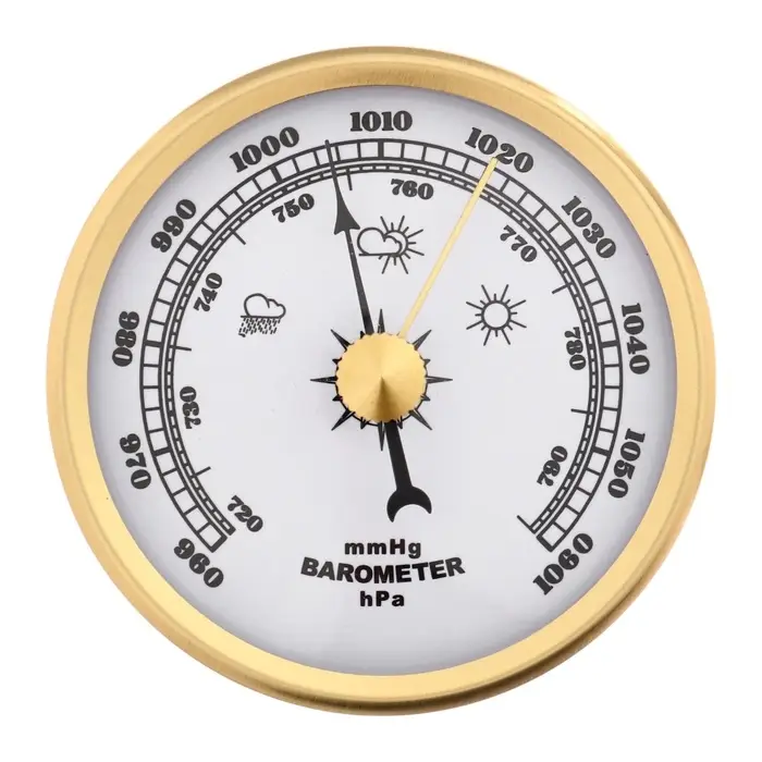 Барометр механический, настенный, золотая рамка, d=6 см