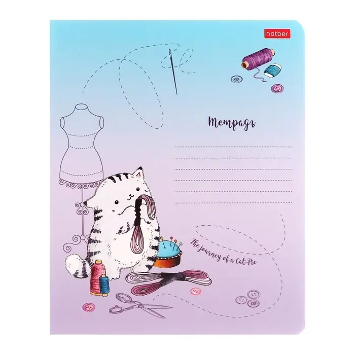 Тетрадь 12 листов, в линейку, "Приключения кота Пирожка", обложка мелованный картон, блок офсет, МИКС