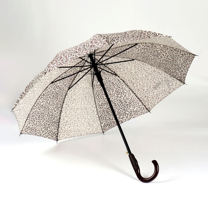 Зонт - трость полуавтоматический «Леопард», эпонж, 10 спиц, R = 50/59 см, D = 118 см, цвет МИКС Зонт - трость полуавтоматический «Леопард», эпонж, 10 спиц, R = 50/59 см, D = 118 см, цвет МИКС