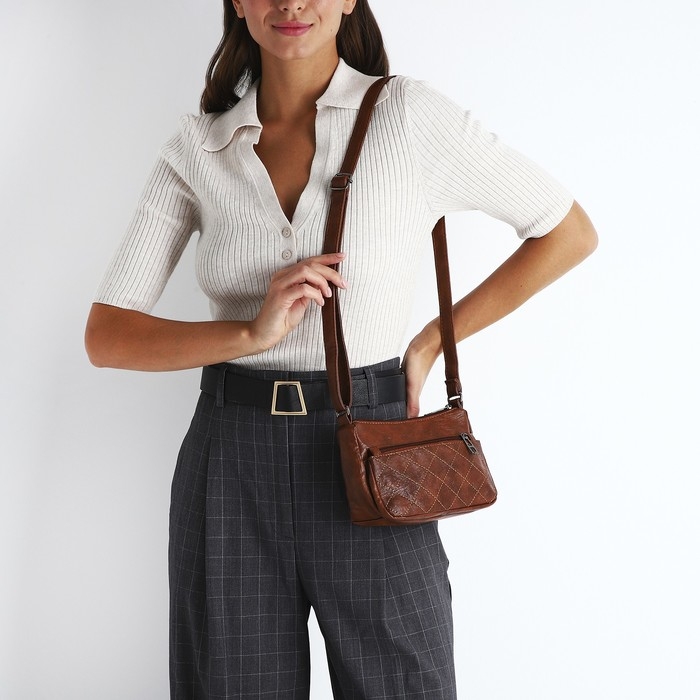 Сумка кросс-боди на молнии, цвет коричневый Сумка кросс-боди на молнии, цвет коричневый