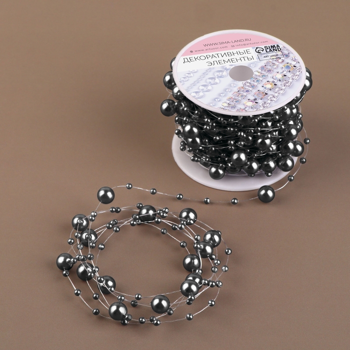 Жемчуг на леске, 3/8 мм, 9 ± 0,5 м, цвет серый Жемчуг на леске, 3/8 мм, 9 ± 0,5 м, цвет серый