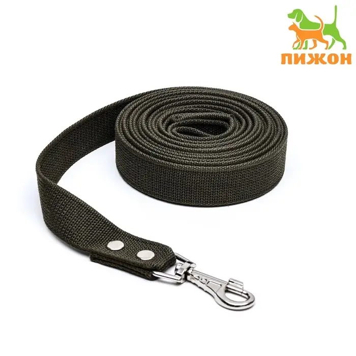 Брезентовый поводок, 5 м &times; 3.5 см, хаки, тёмно-зелёный