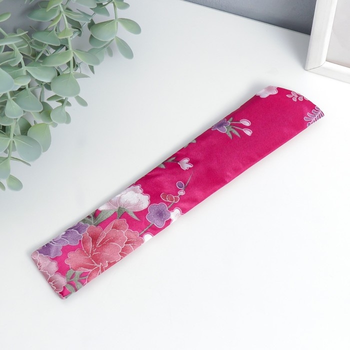 Веер бамбук, текстиль h=21 см  Веер бамбук, текстиль h=21 см "Цветы" с чехлом, бордовый