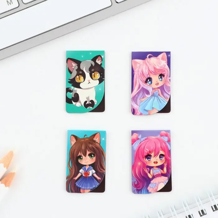 Закладки магнитные для книг, 4 шт «Чиби» Закладки магнитные для книг, 4 шт «Чиби»