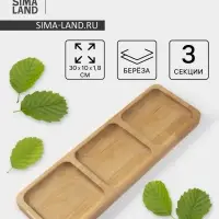 Менажница Доляна, 30&times;10&times;1.8 см, 3 секции, дерево берёза