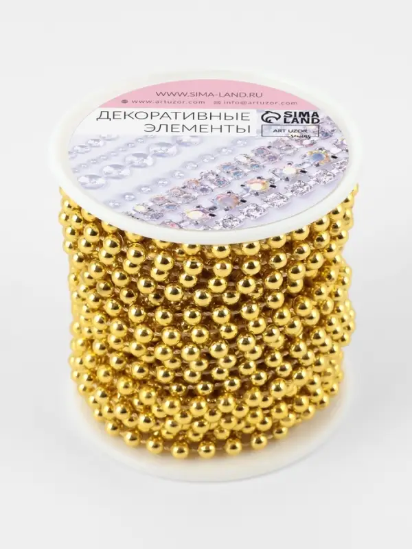 Бусы на нитях, 4 мм, 9&plusmn;1 м, цвет золотой