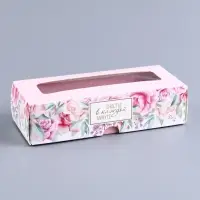 Коробка с обечайкой для 3 конфет, с окном «Презент», 13×5×3.3 см