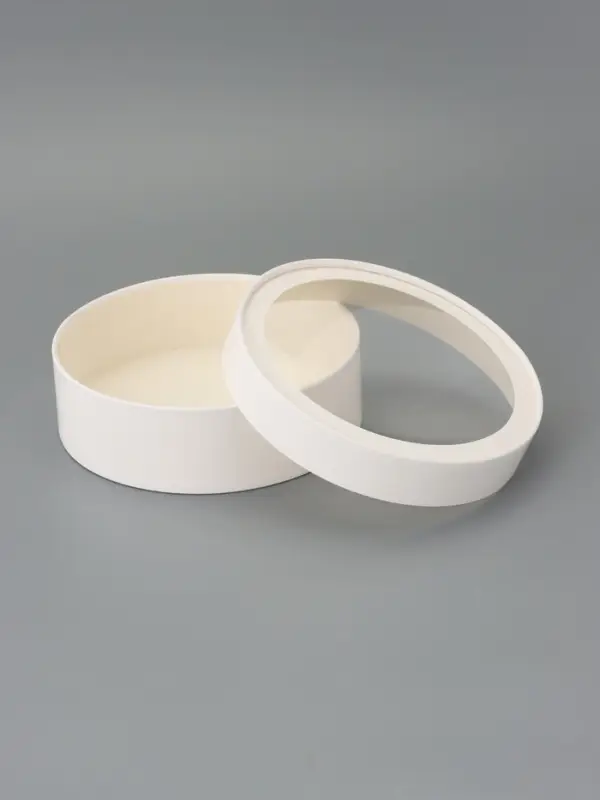 Набор круглых подарочных коробок с окном, завальцованные, белые, 8 шт., 18&times;6 см