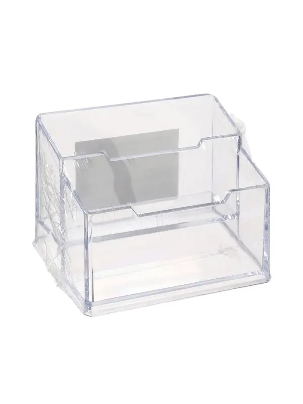 Подставка для визиток, прозрачная, 2 отделения