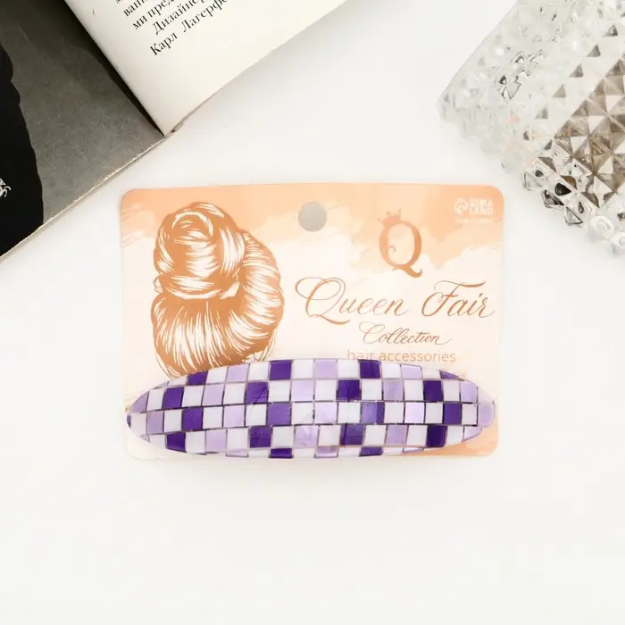 Заколка - автомат для волос «Шахматка», 9 см, МИКС