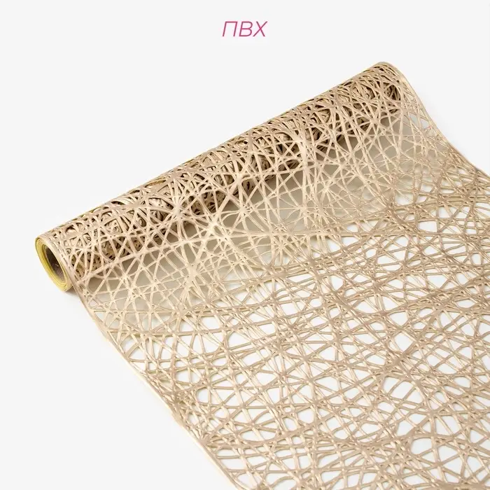 Дорожка на стол Доляна &laquo;Паутинка&raquo;, 30&times;150 см, золотая