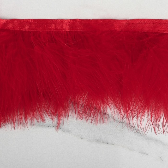 Тесьма с перьями марабу, 8-10 см, 5 ± 0,5 м, цвет красный Тесьма с перьями марабу, 8-10 см, 5 ± 0,5 м, цвет красный