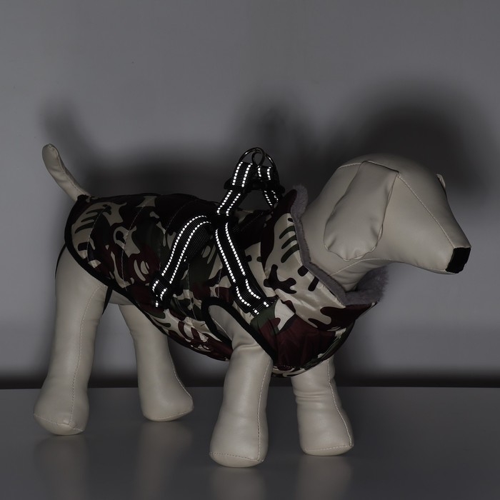 Куртка для собак со шлейкой, размер 5XL, камуфляжная