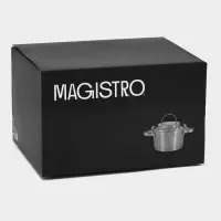 Кастрюля Magistro HiTech Steel, 5.2 л, d=24 см, h=14.5 см, с крышкой, слив для воды, капсульное дно, индукция, нержавеющая сталь, серебристая