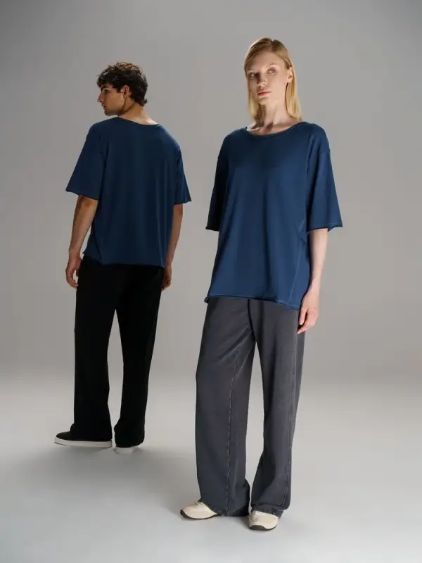 Футболка оверсайз унисекс Vozduh, темно-синяя, размер XS/S Футболка оверсайз унисекс Vozduh, темно-синяя, размер XS/S