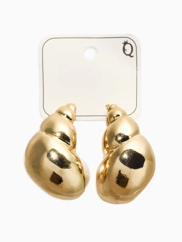 Серьги "Морской мир", улитка. цвет белый в золоте