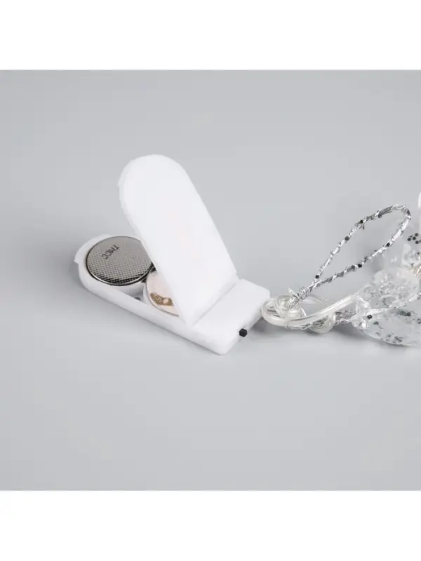 Гирлянда &laquo;Мишура&raquo; 1.2 м, роса с насадками &laquo;Кристаллы&raquo;, IP20, серебристая нить, 20 LED, от батареек CR2032&times;2, свечение тёплое белое