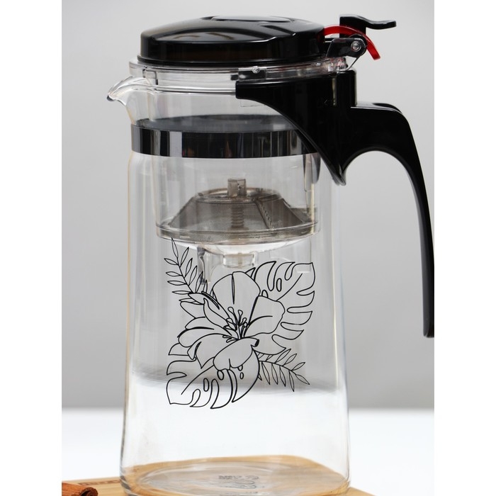 Чайник заварочный стеклянный Дорого внимание «Цветы», 900 мл Чайник заварочный стеклянный Дорого внимание «Цветы», 900 мл