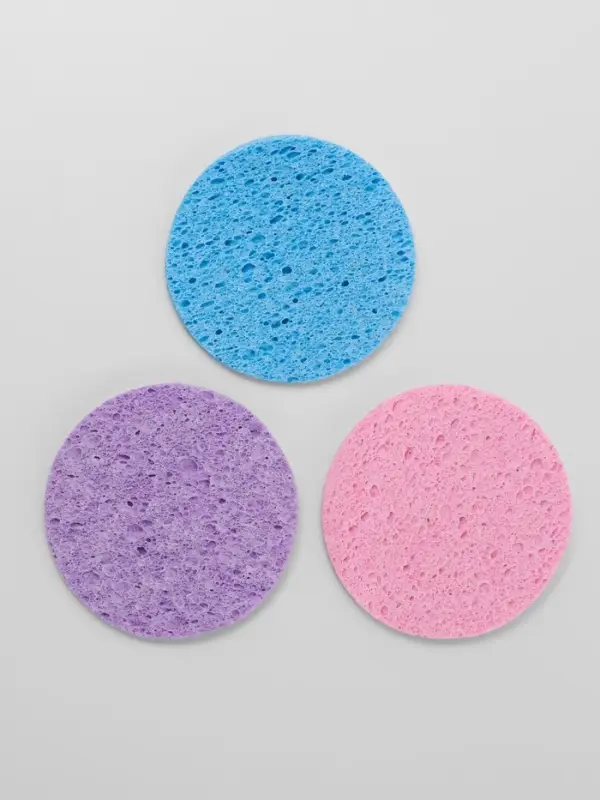 Спонжи для умывания, круглые, 3 шт., МИКС