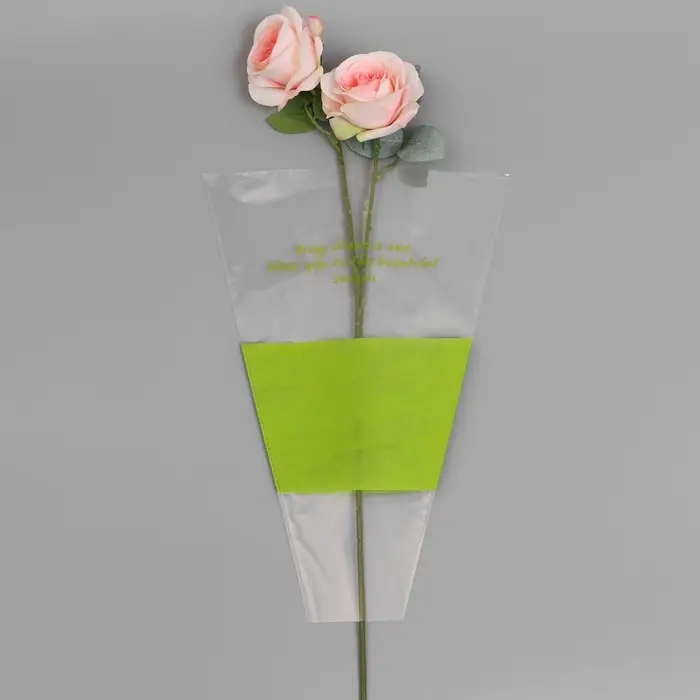 Пакет конус для цветов, с нетканым материалом, 26+7×37 см, салатовый Пакет конус для цветов, с нетканым материалом, 26+7×37 см, салатовый