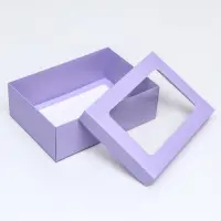 Коробка подарочная складная, упаковка, крышка-дно, с окном, сиреневая, 24&times;17&times;8 см