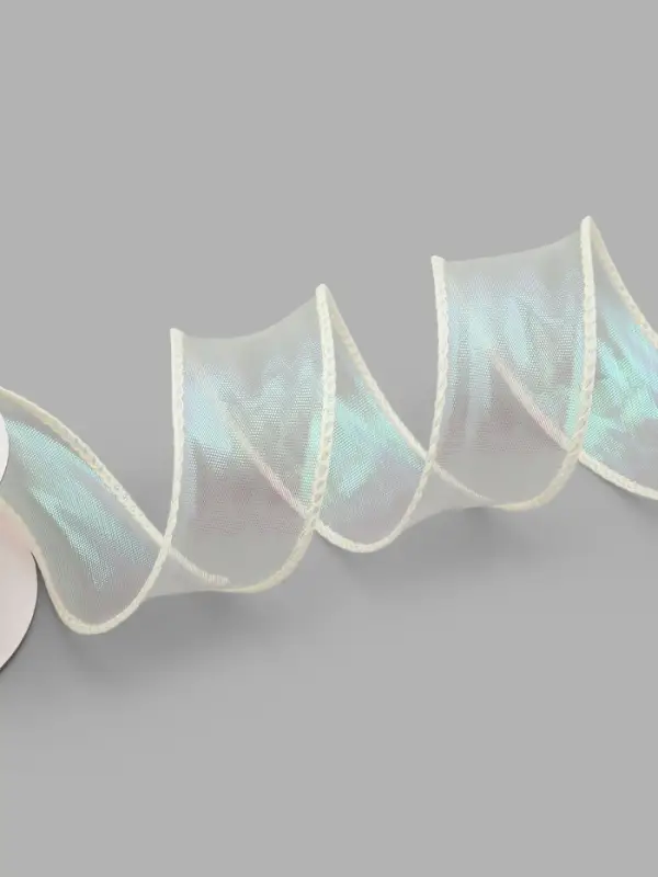 Лента капроновая &laquo;Волна&raquo;, с радужным переливом, 38 мм, 9.1&plusmn;0.5 м, бежевая