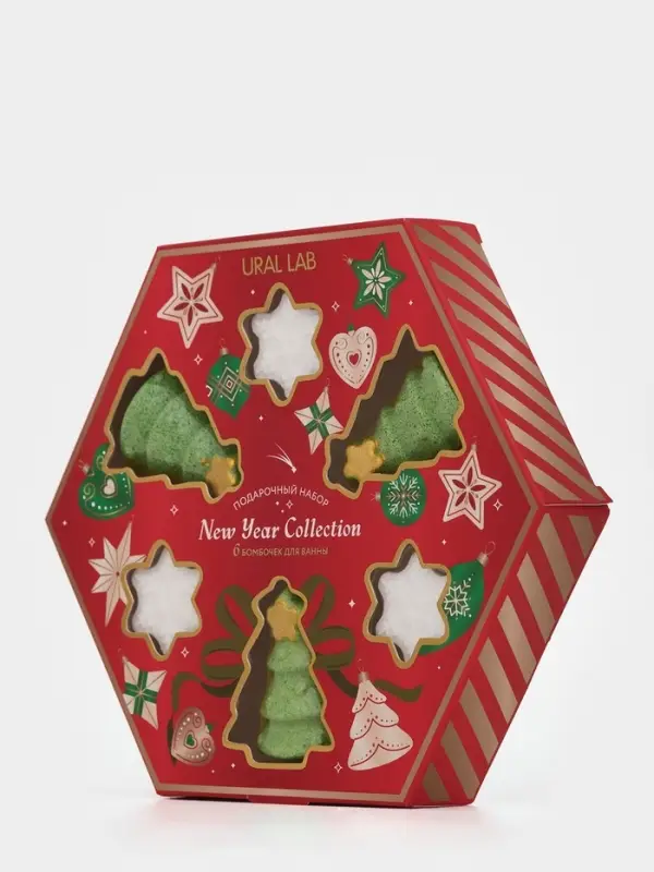 Бомбочки для ванны New Year Collection, набор 6 шт, URAL LAB Бомбочки для ванны New Year Collection, набор 6 шт, URAL LAB