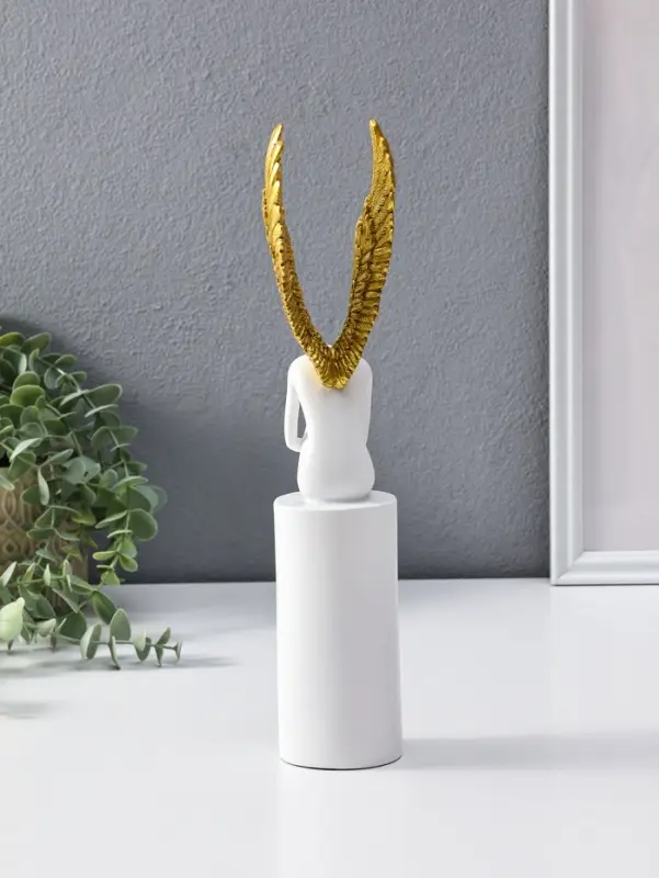 Сувенир полистоун "Ангел" белый с золотом 6х8,3х31 см