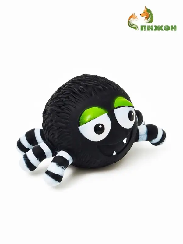 Игрушка пищащая "Паук" для собак, 15 см, черная