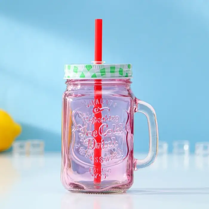 Банка стеклянная с крышкой и трубочкой Доляна «Галерея», 500 мл, 11×8×13,5 см, цвета МИКС Банка стеклянная с крышкой и трубочкой Доляна «Галерея», 500 мл, 11×8×13,5 см, цвета МИКС