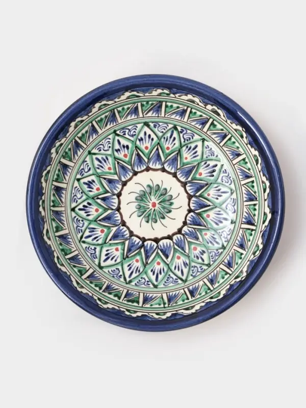 Тарелка глубокая Риштанская Керамика &laquo;Узоры&raquo;, d=20 см, узор микс, керамика, синяя, разноцветная