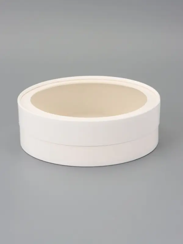 Коробка подарочная круглая с окном, завальцованная, белая, 18×6 см Коробка подарочная круглая с окном, завальцованная, белая, 18×6 см