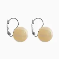 Серьги пластик "Шар №16" с разводами и блёстками, цвет молочный в серебре