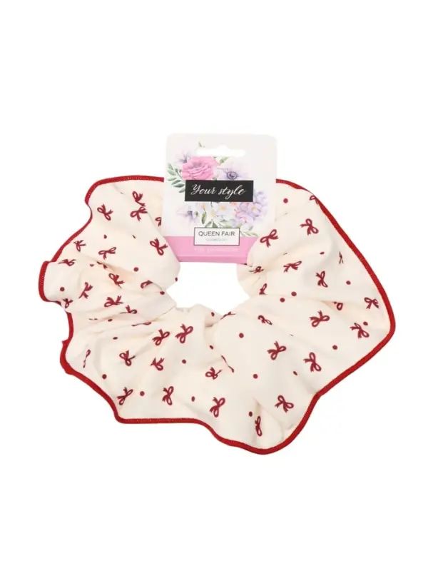 Резинка для волос "Орбита гранд" бантики, 15 см, молочно-красный