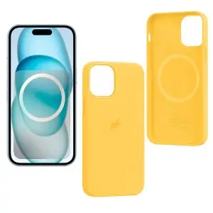 Чехол для iPhone 15 Plus Silicone Case 100% ORG (MagSafe + анимация NFC) c LOGO Sunshine