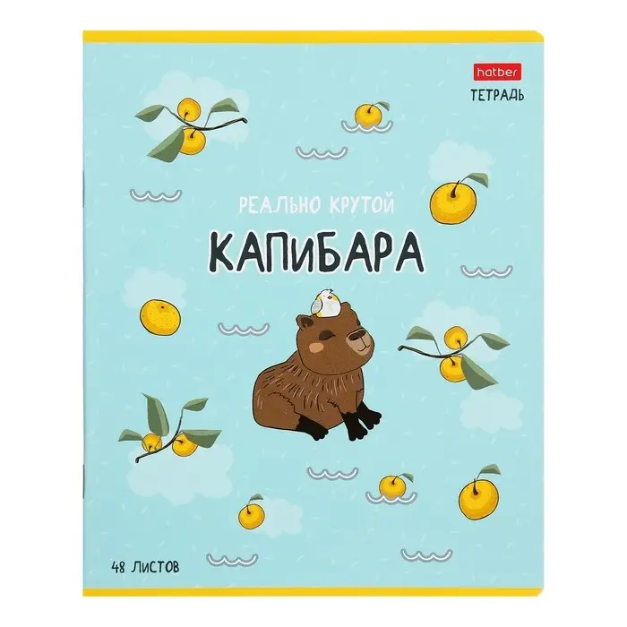 Тетрадь 48 листов в клетку &laquo;Реально крутой Капибара&raquo;, обложка мелованный картон, блок 65 г/м&sup2;, 5 В МИКС