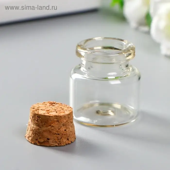 Декор для творчества стекло «Бутылочка с пробкой», 10 мл, 3×3×3 см Декор для творчества стекло «Бутылочка с пробкой», 10 мл, 3×3×3 см