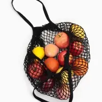 Сумка - авоська плетёная, клетка 1.5 см, чёрная