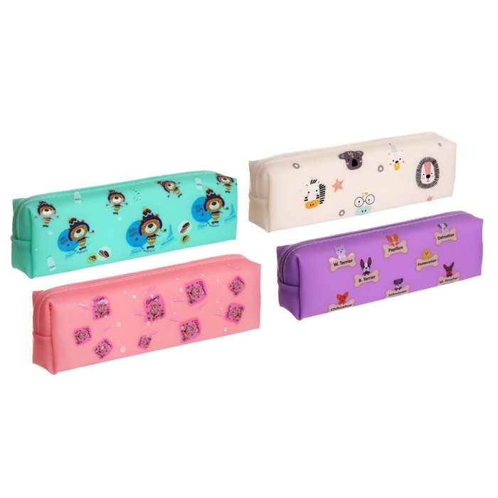 Пенал школьный на молнии Пенал школьный на молнии "Зверушки", МИКС