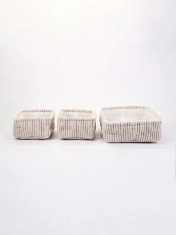 Набор корзин &laquo;Soft&Pure&raquo; 3 шт.: 1 шт. 38&times;27&times;11.5 см, 2 шт. 22&times;18&times;11 см, полиэстер. белый
