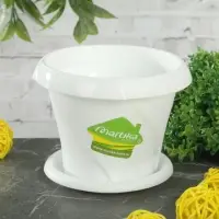 Горшок для цветов с поддоном Martika &laquo;Флориана&raquo;, 300 мл, d=10.3 см, h=7.6 см, пластиковый, белый