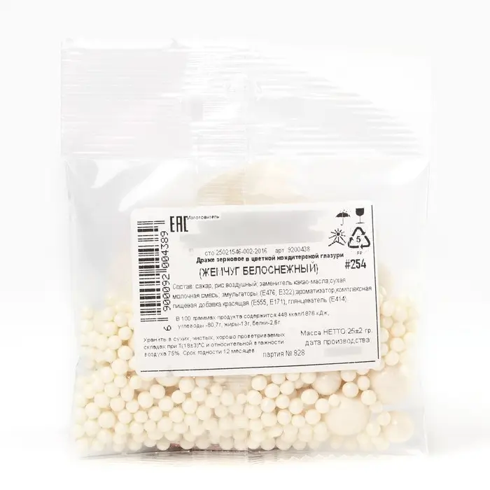 Кондитерская посыпка для куличей, мягкая, белая, 25 г.