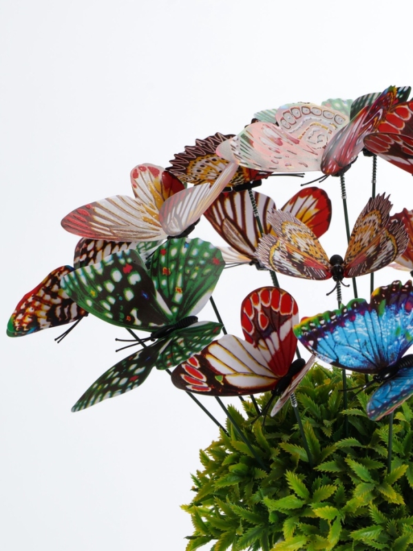 Набор штекеров "Бабочки светящиеся" в наборе 20шт, 9см