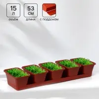 Набор горшков для цветов с поддоном Darel plastic, 750 мл, 53 см, 5 шт., терракотовый