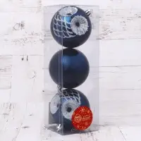 Ёлочные игрушки &laquo;Милая совушка&raquo;, шары новогодние, набор 3 шт., d=8 см, синий