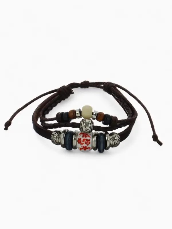 Браслет кожаный &laquo;Хиппи. Бусина&raquo;, d=6 см, коричневый