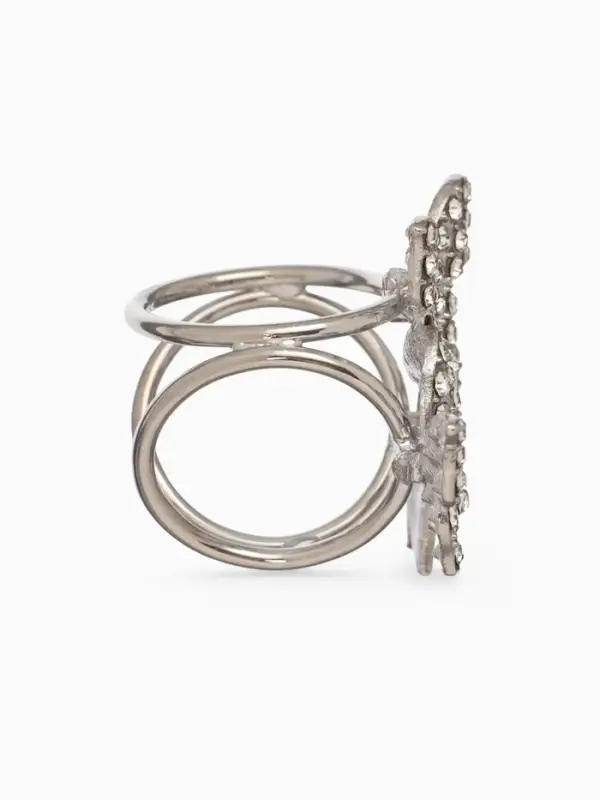 Кольцо для платка &laquo;Бабочки&raquo;, цветное в серебре