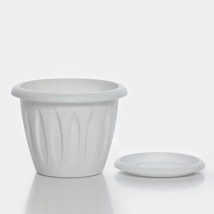 Горшок для цветов с поддоном &laquo;Фелиция&raquo;, 1.8 л, d=17.7 см, h=13.6 см, пластиковый, мраморный