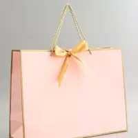 Пакет подарочный, розовый , с бантом, 43 х 32 х 14 см