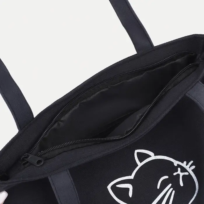 Сумка - шоппер, с подкладом, с принтом, 35×2×40 см, чёрная Сумка - шоппер, с подкладом, с принтом, 35×2×40 см, чёрная